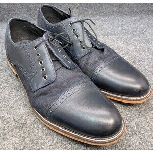 Bar III Parker Dark Blue Men's Oxford Leather & Fabric Shoes Size 11.5M